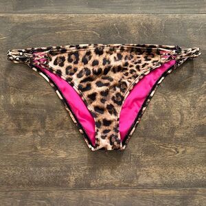 Guess bikini bottom cheetah low rise braided strappy sides